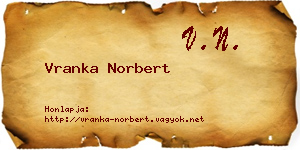 Vranka Norbert névjegykártya